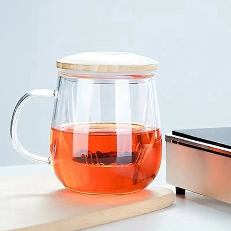 Glass Mug with Built-In Strainer