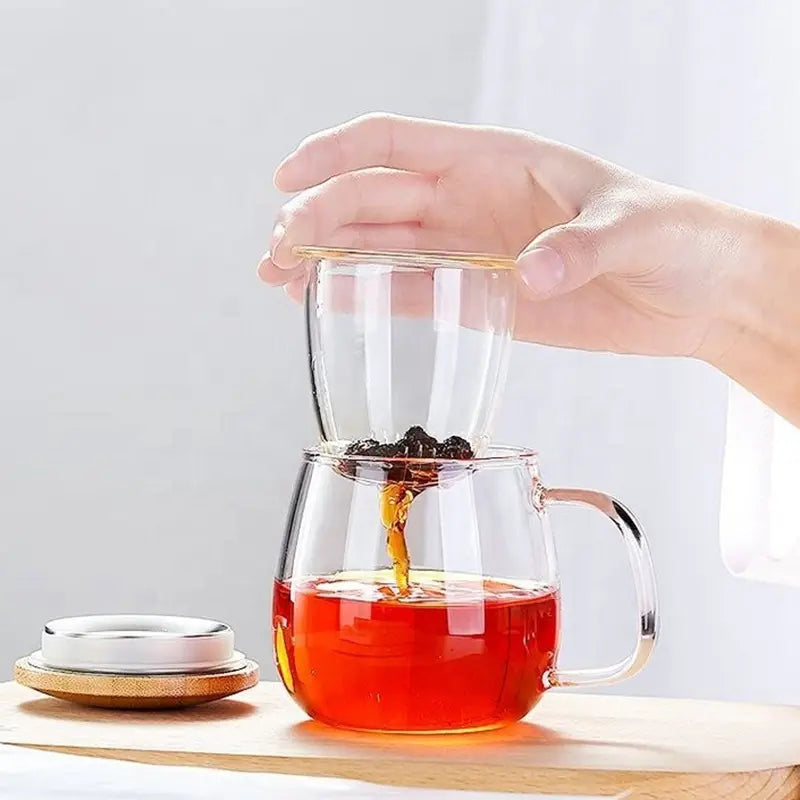 Glass Mug with Built-In Strainer