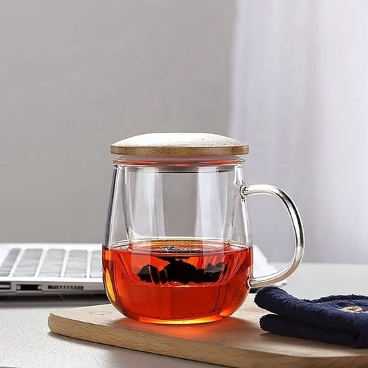 Glass Mug with Built-In Strainer